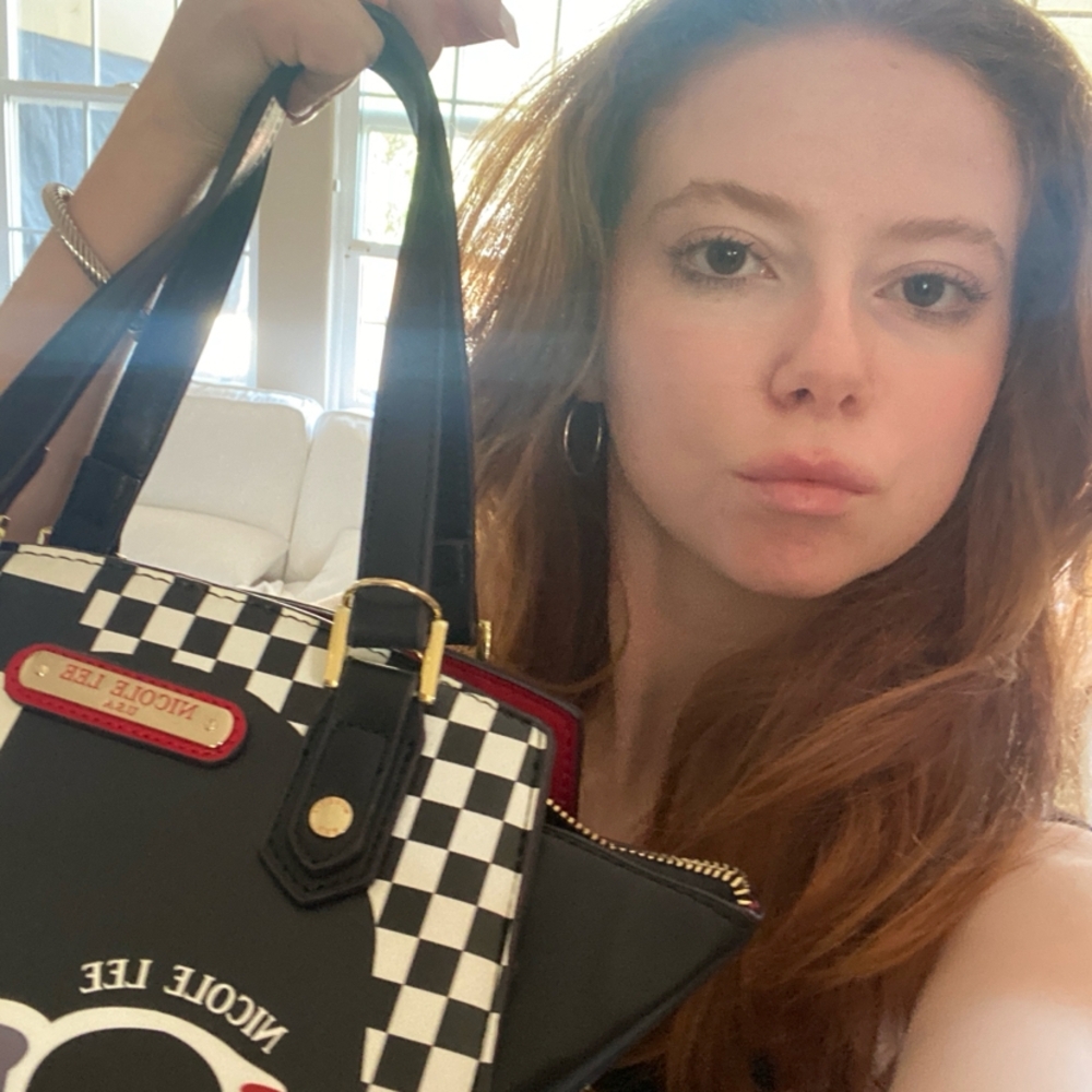 Nicole Lee Black and White Checkered Women's Bag